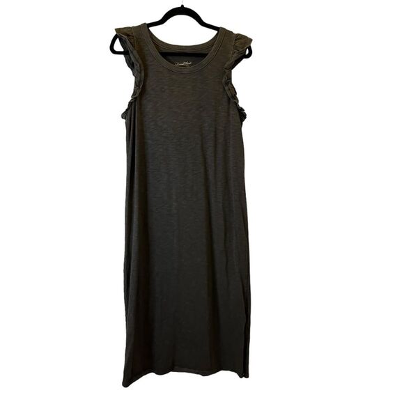 Universal Thread Gray Sleeveless Ruffle Shirt Dress Womens Size M Side Slit Midi - Picture 1 of 13